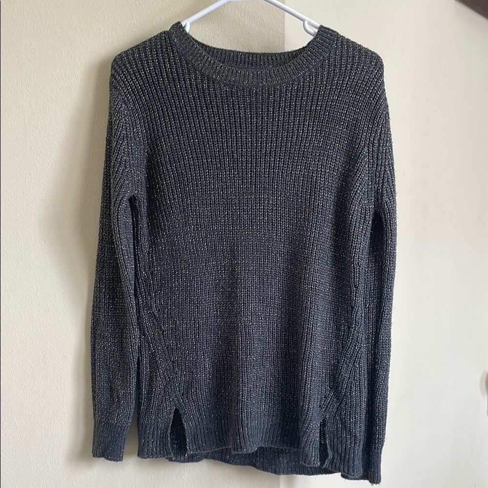 Staccato Black and Silver Crew Neck Sweater with Ribbed Texture